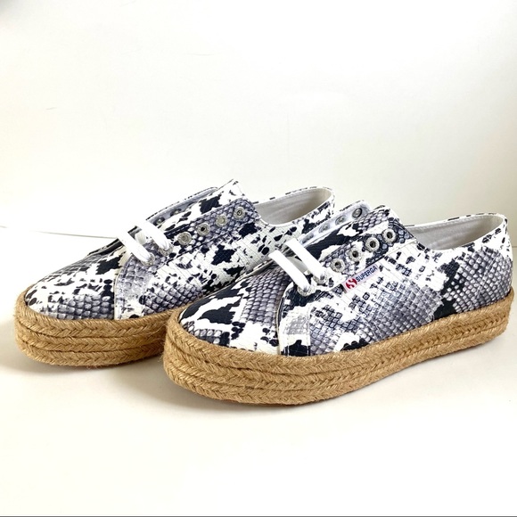 Brand New✨Superga Pufanropew Black & White Snakeskin Espadrille Sneakers - Picture 3 of 10